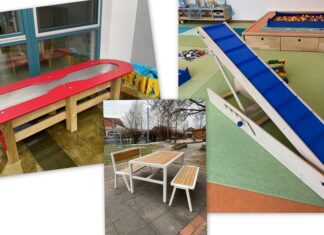 Förderband, Sitzgelegenheit und Planschtisch für die KiTa St. Josef
